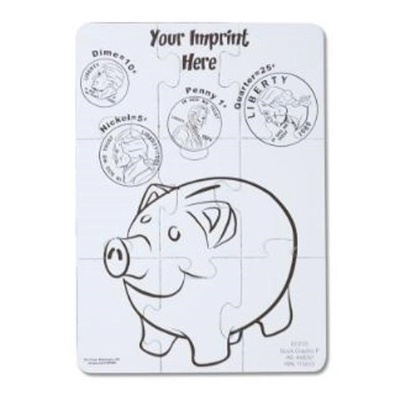 5" x 7" 9-piece jigsaw coloring puzzle shrink-wrapped with 4 pack... from ASI 44830 The Chest