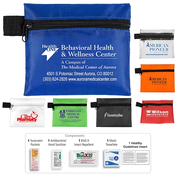 4 piece insect repellent kit with zippered pouch, repellent towelette, sunscreen... from ASI 62660 Innovation Line