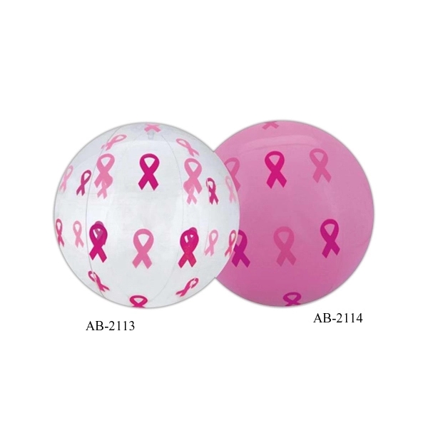 Inflatable beach ball with alternating pink ribbon on panel, 16".... from ASI 31977 Adline Industries Inc