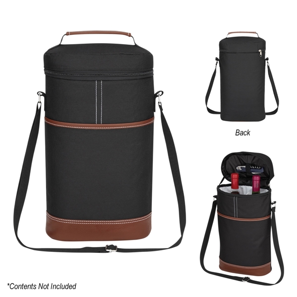 Wine tote made of polyester and polyurethane with PEVA lining, zippered... from ASI 61125 Hit Promotional Products / Hit®