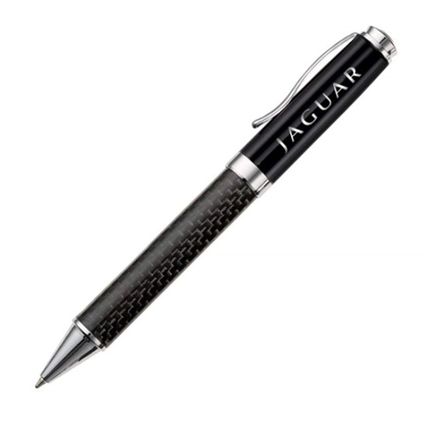 Metal twist-action ballpoint pen with chrome trim and carbon fiber barrel.... from ASI 84592 St Regis Group
