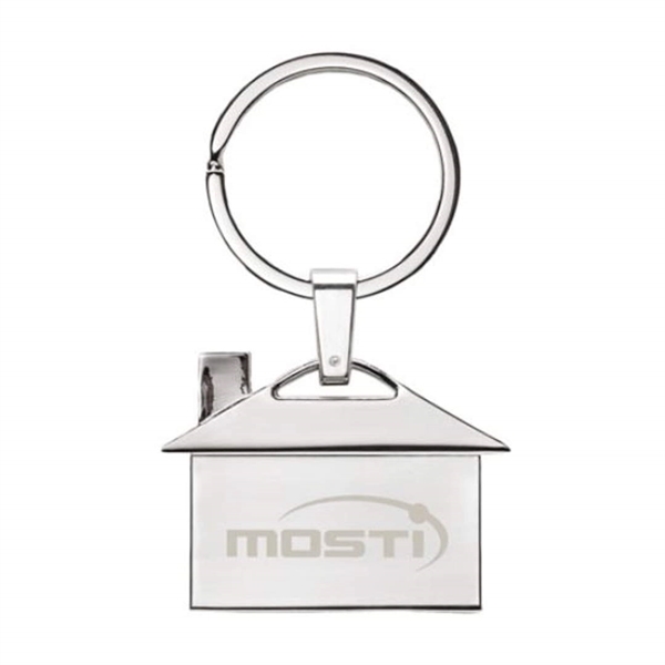Polished stainless finish house shape keyring.... from ASI 84592 St Regis Group