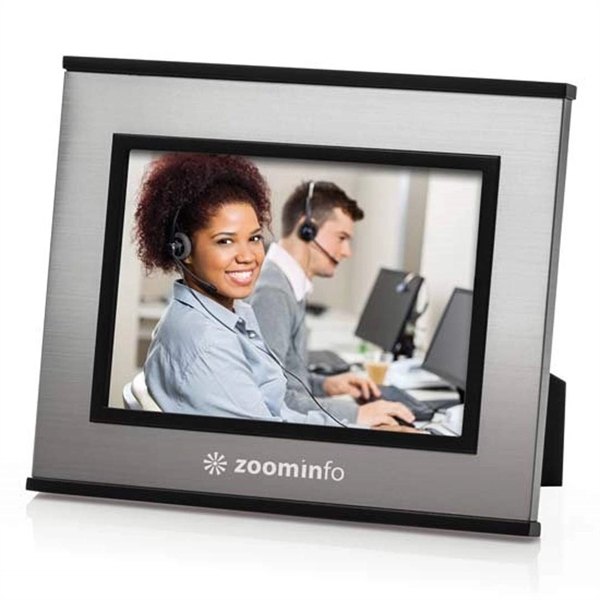 Crisp ebony satin metal edging boldly outlines this brushed aluminum frame... from ASI 84592 St Regis Group