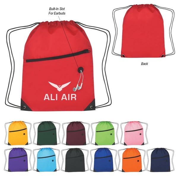 Sports pack with drawstring closure and large front zippered pocket.... from ASI 61125 Hit Promotional Products / Hit®
