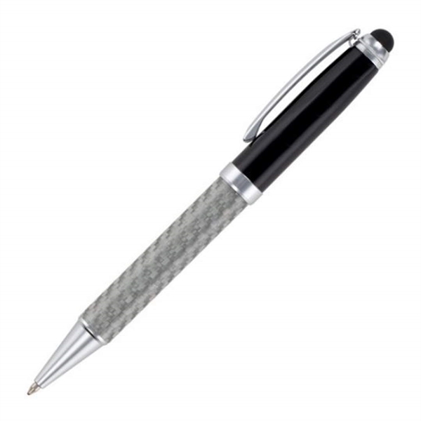Metal twist action ballpoint pen with carbon fiber barrel and chrome... from ASI 84592 St Regis Group