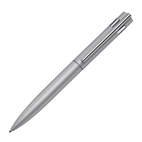 Metal twist action ballpoint pen with chrome trim and soft rubber... from ASI 84592 St Regis Group