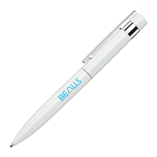 Metal twist action ballpoint pen with chrome trim and soft rubber... from ASI 84592 St Regis Group