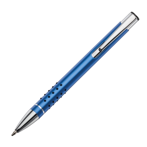 Aluminum click action ballpoint pen with rubber grip and chrome trim... from ASI 84592 St Regis Group