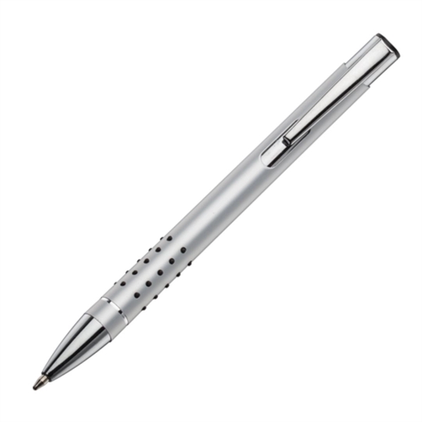 Aluminum click action ballpoint pen with rubber grip and chrome trim... from ASI 84592 St Regis Group