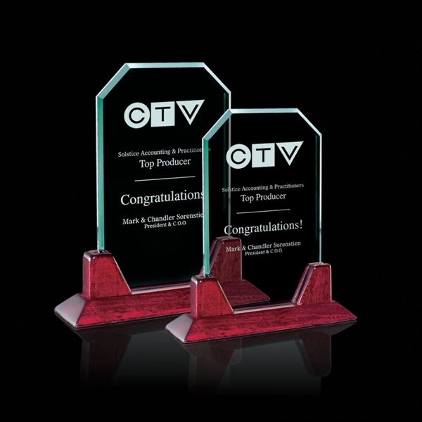 Jade color upright award with an elegant piano finished rosewood base.... from ASI 84592 St Regis Group / St Regis