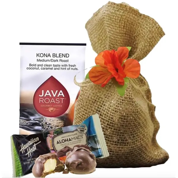 Hawaiian Coffee and Hawaiian Chocolate Sampler Jute Bag... from ASI 89971 Stuff A Mug