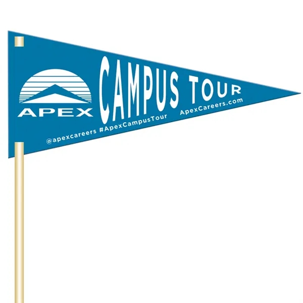 Liquid laminated poster board pennant with 18" wooden dowel stick, 7"... from ASI 67620 Lion Circle Corp / Lion/Circle