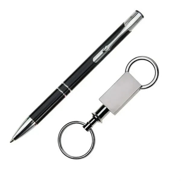 Gift set with aluminum click-action ballpoint pen and keyring.... from ASI 84592 St Regis Group