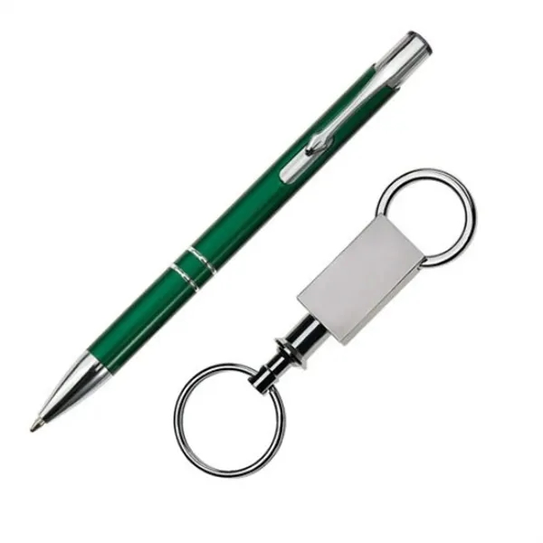 Gift set with aluminum click-action ballpoint pen and keyring.... from ASI 84592 St Regis Group