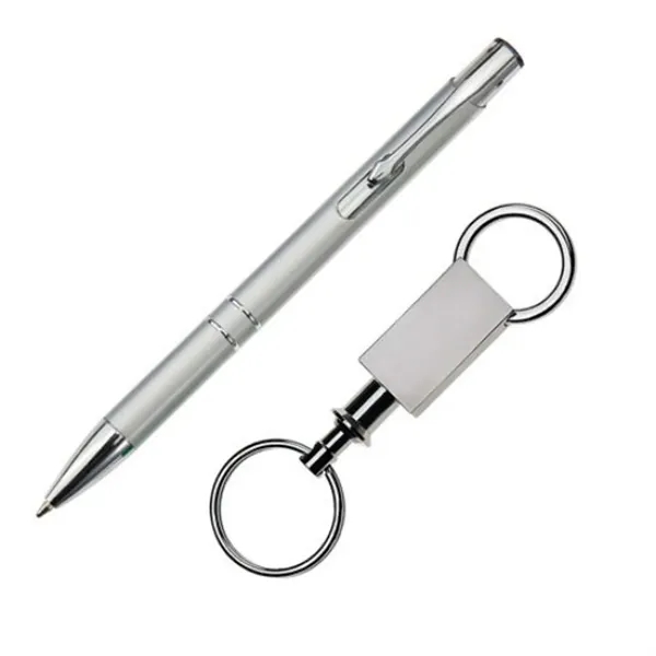 Gift set with aluminum click-action ballpoint pen and keyring.... from ASI 84592 St Regis Group