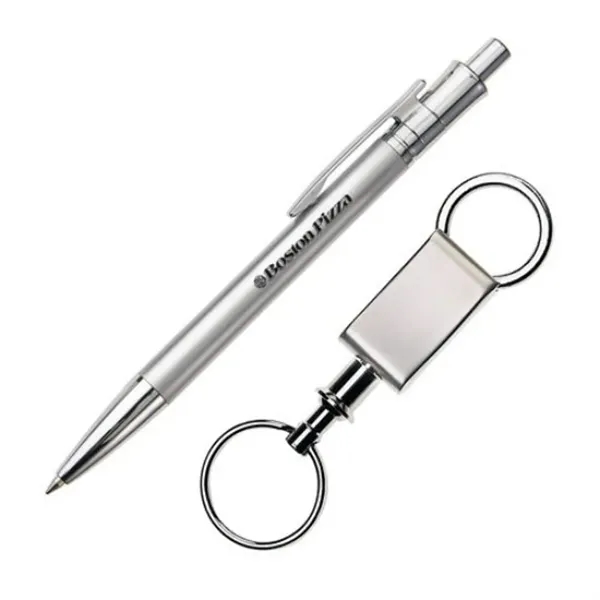 Metal click action ballpoint and keyring set.... from ASI 84592 St Regis Group