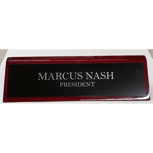 8" x 2" x 2" black or rosewood wedge-style desk nameplate.... from ASI 92531 Unique Custom Products / UCP