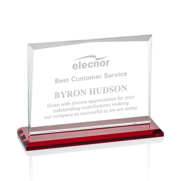 Starfire crystal rectangle shape award with a ruby base.... from ASI 84592 St Regis Group / St Regis