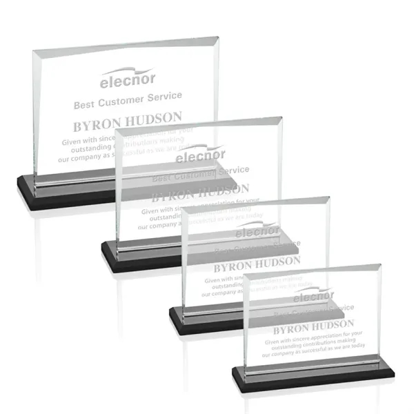 Starfire crystal rectangle shape award with an ebony base.... from ASI 84592 St Regis Group / St Regis