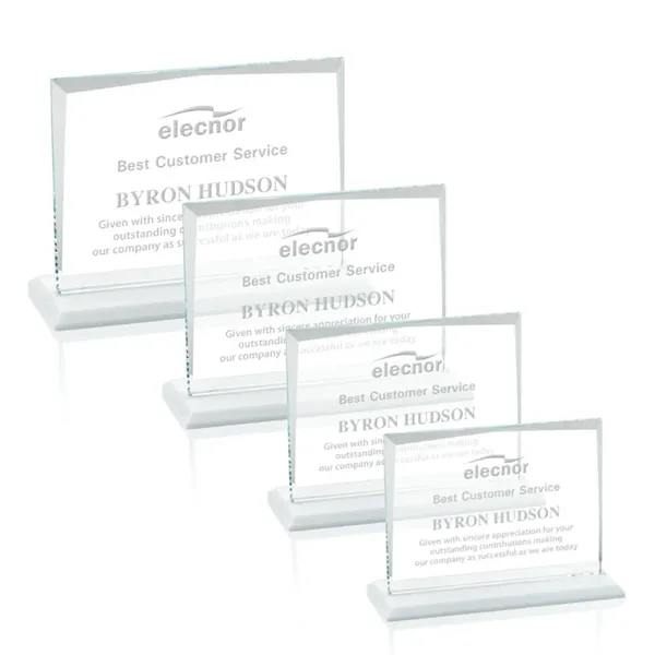 Starfire crystal rectangle shape award with a white base.... from ASI 84592 St Regis Group / St Regis
