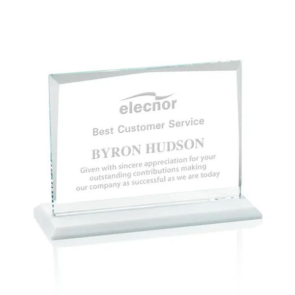 Starfire crystal rectangle shape award with a white base.... from ASI 84592 St Regis Group / St Regis