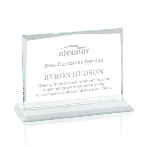Starfire crystal rectangle shape award with a white base.... from ASI 84592 St Regis Group / St Regis