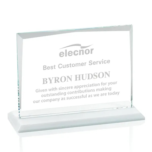 Starfire crystal rectangle shape award with a white base.... from ASI 84592 St Regis Group / St Regis