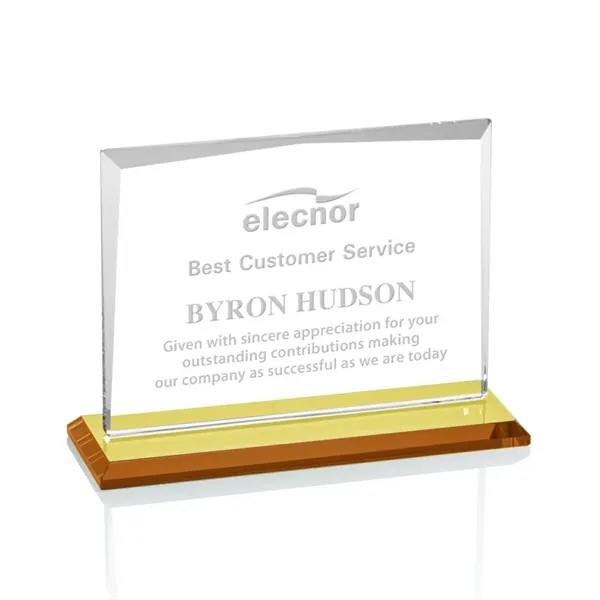 Starfire crystal rectangle shape award with an amber base.... from ASI 84592 St Regis Group / St Regis
