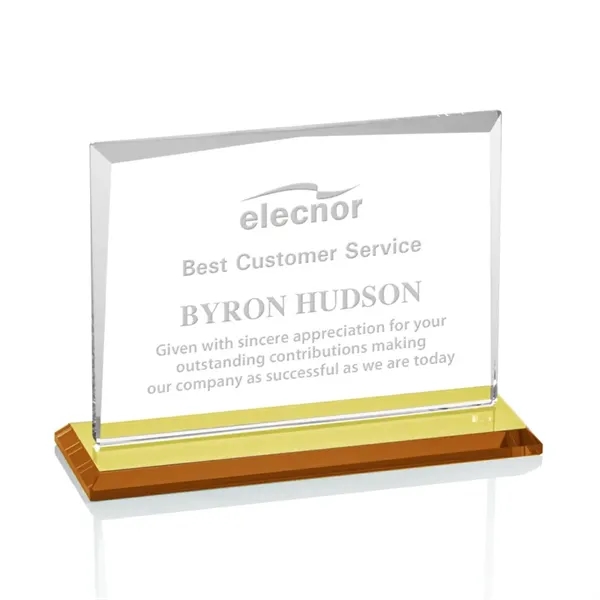 Starfire crystal rectangle shape award with an amber base.... from ASI 84592 St Regis Group / St Regis
