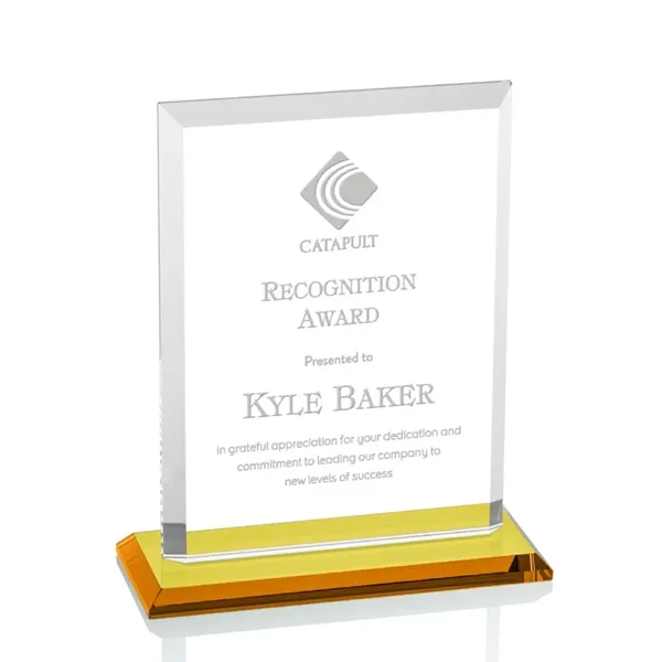 Our extraordinary beveled Starfire rectangle award is combined with amber optical... from ASI 84592 St Regis Group / St Regis