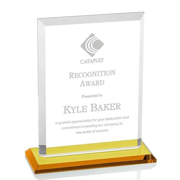 Our extraordinary beveled Starfire rectangle award is combined with amber optical... from ASI 84592 St Regis Group / St Regis