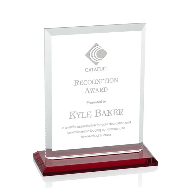 Our extraordinary beveled Starfire rectangle award is combined with ruby optical... from ASI 84592 St Regis Group / St Regis