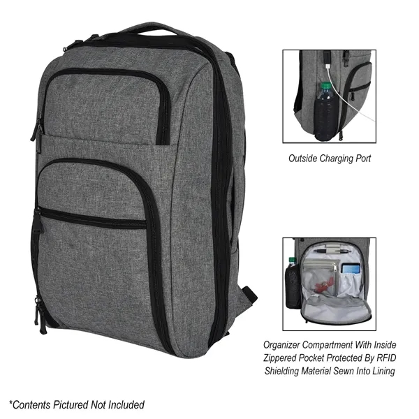 Heathered RFID laptop backpack and briefcase with several pockets and added... from ASI 61125 Hit Promotional Products / Hit®