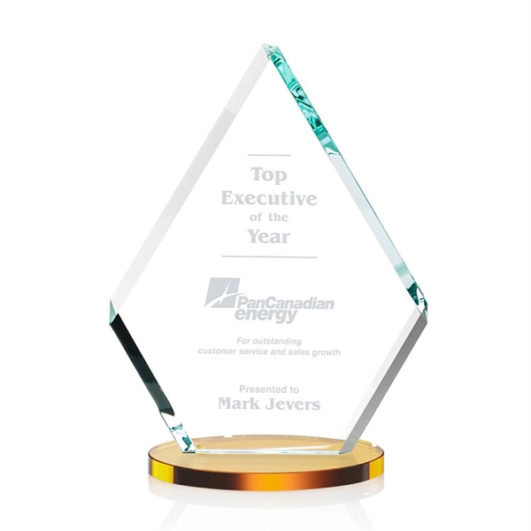 Our extraordinary double-sided beveled starfire diamond award is combined with amber... from ASI 84592 St Regis Group / St Regis