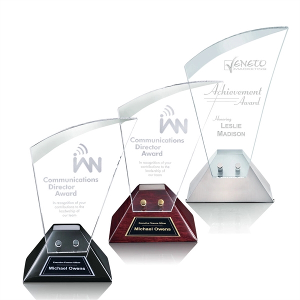 Starfire curved pointed corner award on a black base.... from ASI 84592 St Regis Group / St Regis