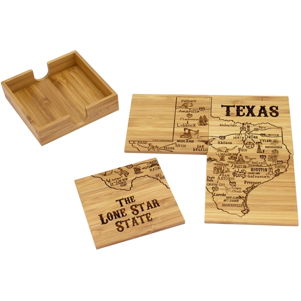 4 piece puzzle bamboo coaster with storage case. Lightweight, durable and... from ASI 91565 Totally Bamboo