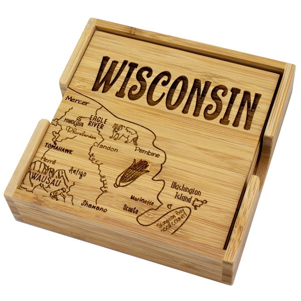 4 piece puzzle bamboo coaster with storage case. Lightweight, durable and... from ASI 91565 Totally Bamboo