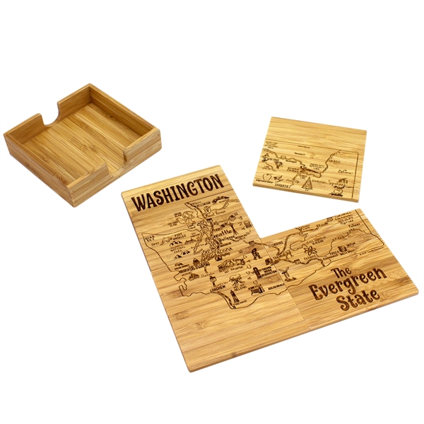 4 piece puzzle bamboo coaster with storage case. Lightweight, durable and... from ASI 91565 Totally Bamboo