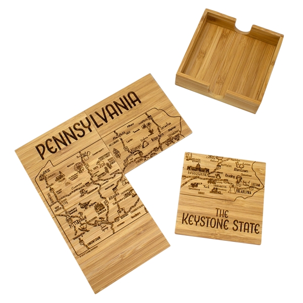 4 piece puzzle bamboo coaster with storage case. Lightweight, durable and... from ASI 91565 Totally Bamboo