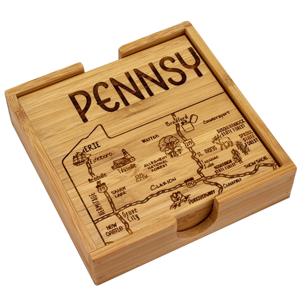 4 piece puzzle bamboo coaster with storage case. Lightweight, durable and... from ASI 91565 Totally Bamboo