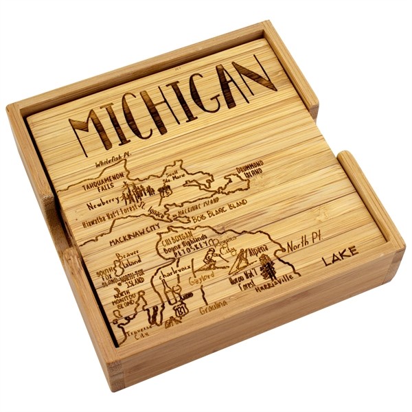 4 piece puzzle bamboo coaster with storage case. Lightweight, durable and... from ASI 91565 Totally Bamboo