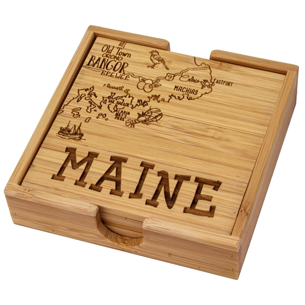 4 piece puzzle bamboo coaster with storage case. Lightweight, durable and... from ASI 91565 Totally Bamboo