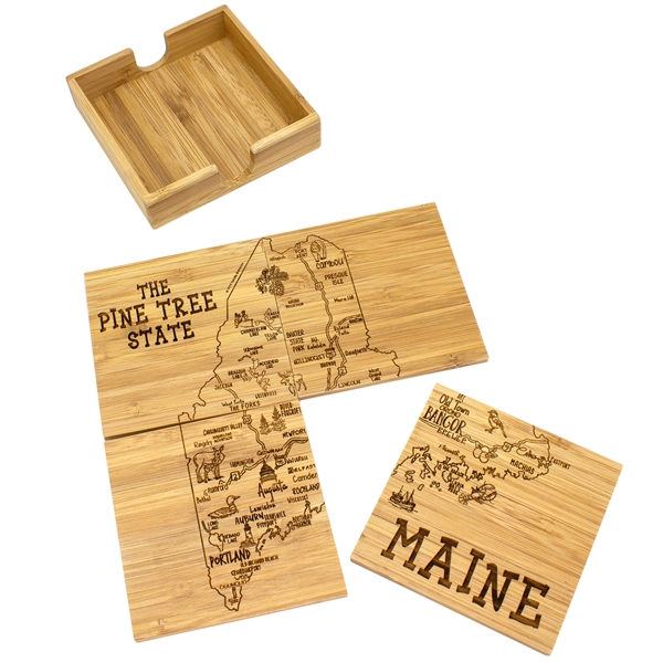 4 piece puzzle bamboo coaster with storage case. Lightweight, durable and... from ASI 91565 Totally Bamboo