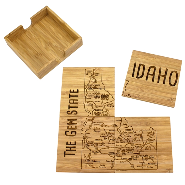 4 piece puzzle bamboo coaster with storage case. Lightweight, durable and... from ASI 91565 Totally Bamboo
