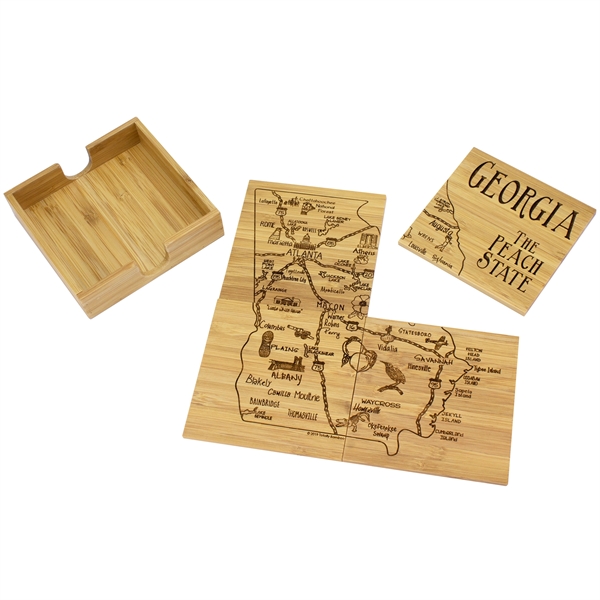 4 piece puzzle bamboo coaster with storage case. Lightweight, durable and... from ASI 91565 Totally Bamboo