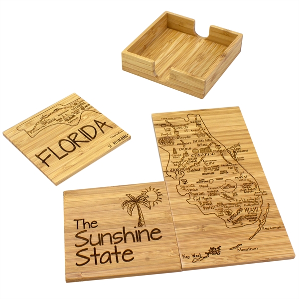 4 piece puzzle bamboo coaster with storage case. Lightweight, durable and... from ASI 91565 Totally Bamboo
