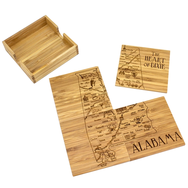 4 piece puzzle bamboo coaster with storage case. Lightweight, durable and... from ASI 91565 Totally Bamboo