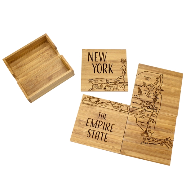 4 piece puzzle bamboo coaster with storage case. Lightweight, durable and... from ASI 91565 Totally Bamboo