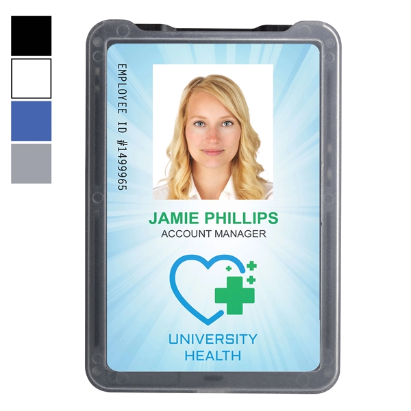 Durable, rigid plastic credit-card-size badge holders protect smart cards from bending.... from ASI 79898 Promovision / PROMOVISION