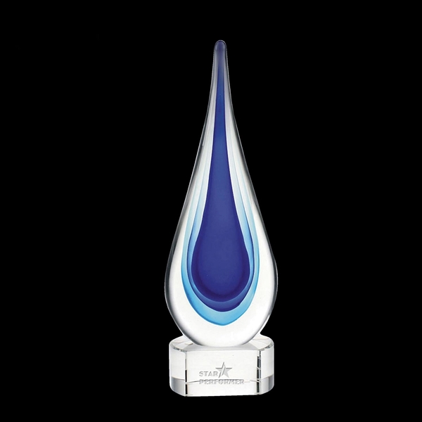 Optical crystal, tear-drop shaped sculpture with elegant blue colors tones.... from ASI 62820 International Merch Concepts / IMC